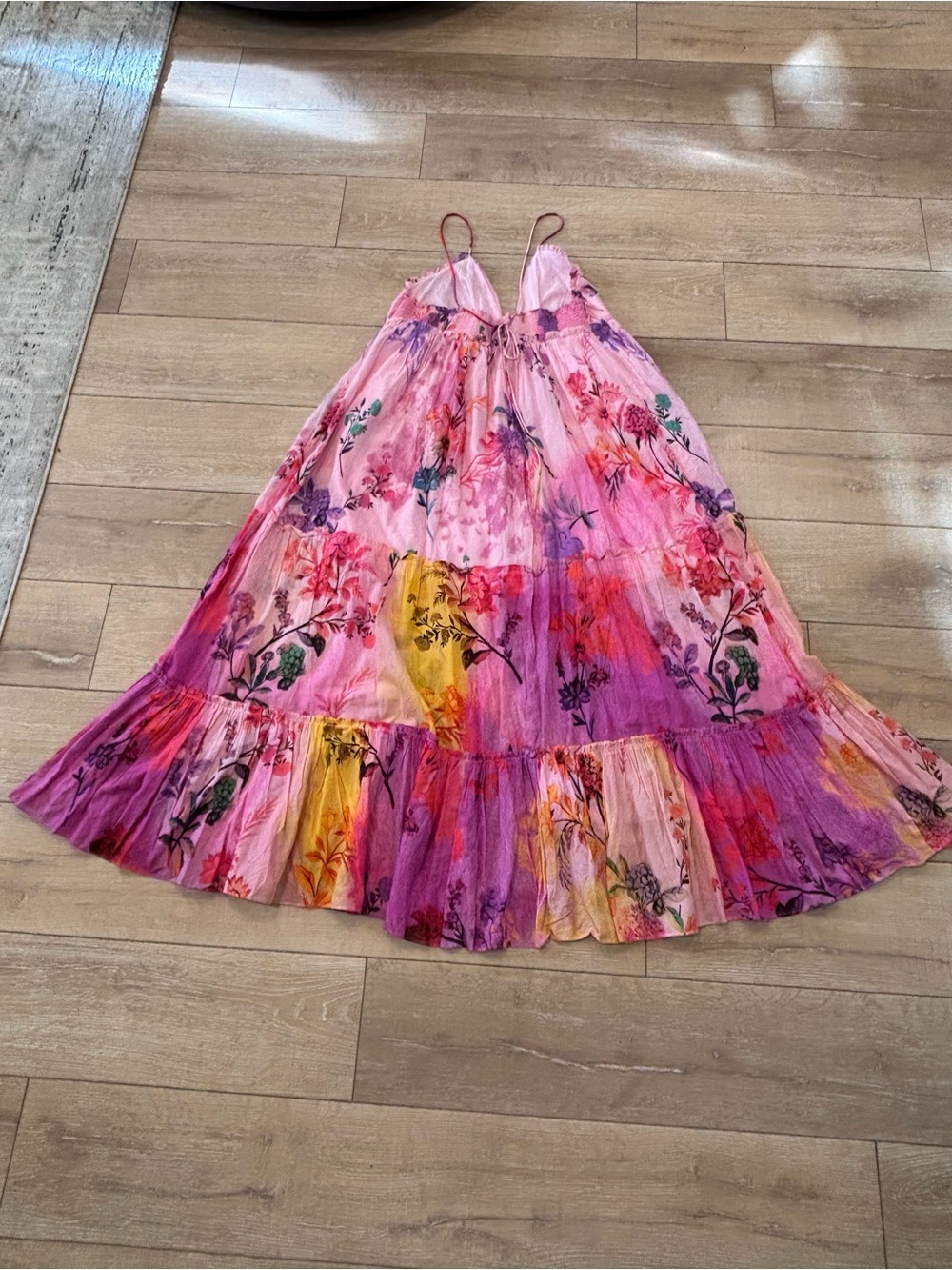 by Anthropologie Alissa Maxi Dress Floral Patchwork Pink Boho  L NWOT - Picture 3 of 7